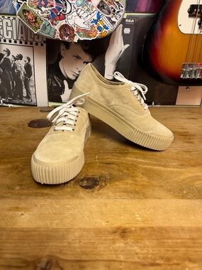 Freda Salvador Beige Suede Mia Platform Sneakers